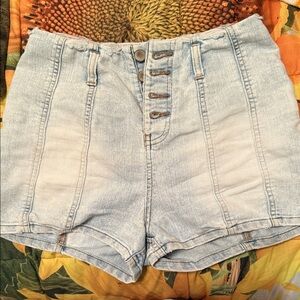 Tinseltown High Waist Light Blue Denim Shorts